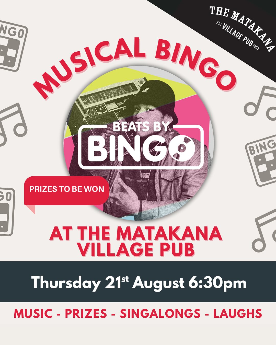 Beats By Bingo @ The Matakana Village Pub This August!