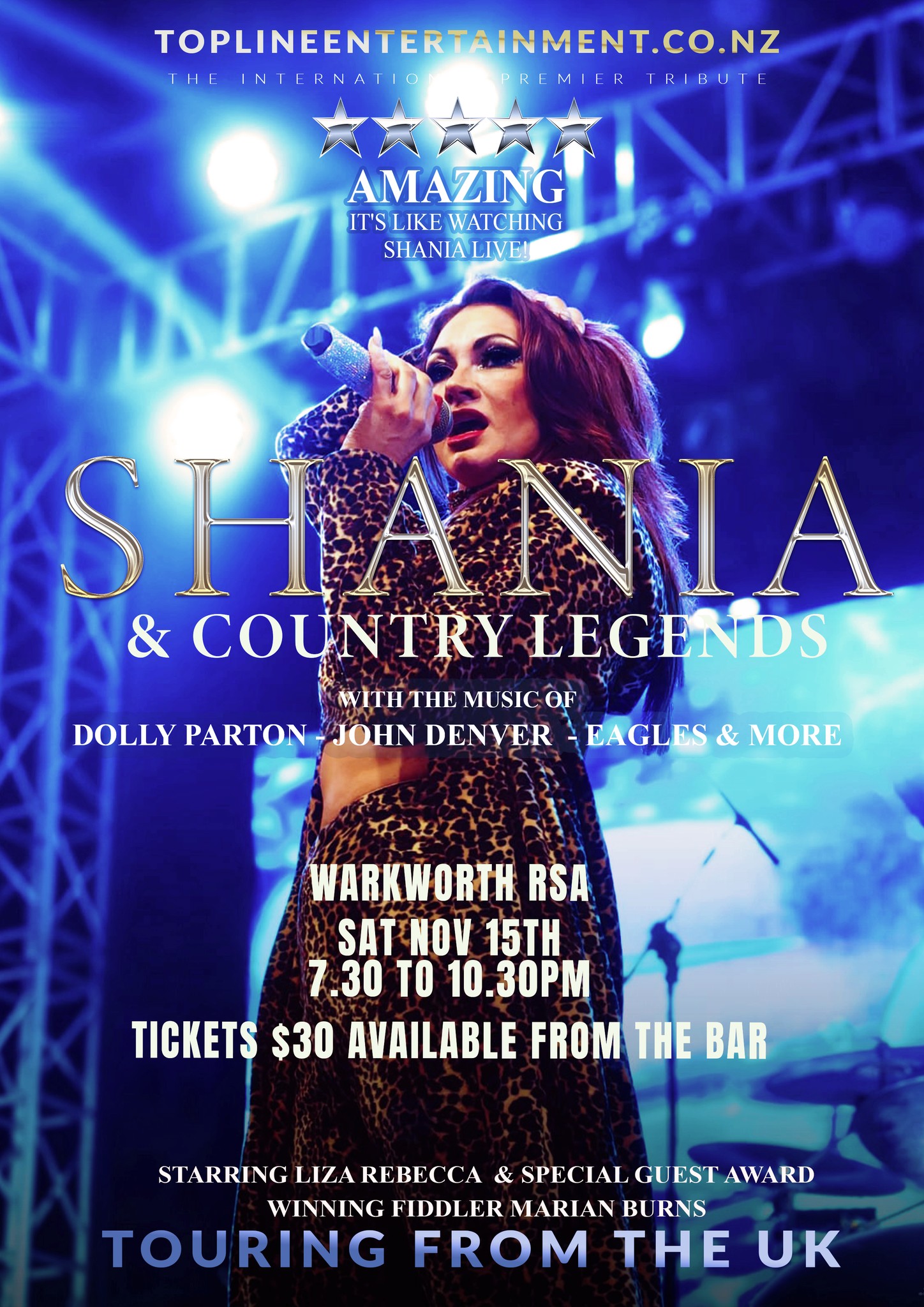 Celebrating The Music of Shania Twain & Country Legends @ The Warkworth RSA This October!