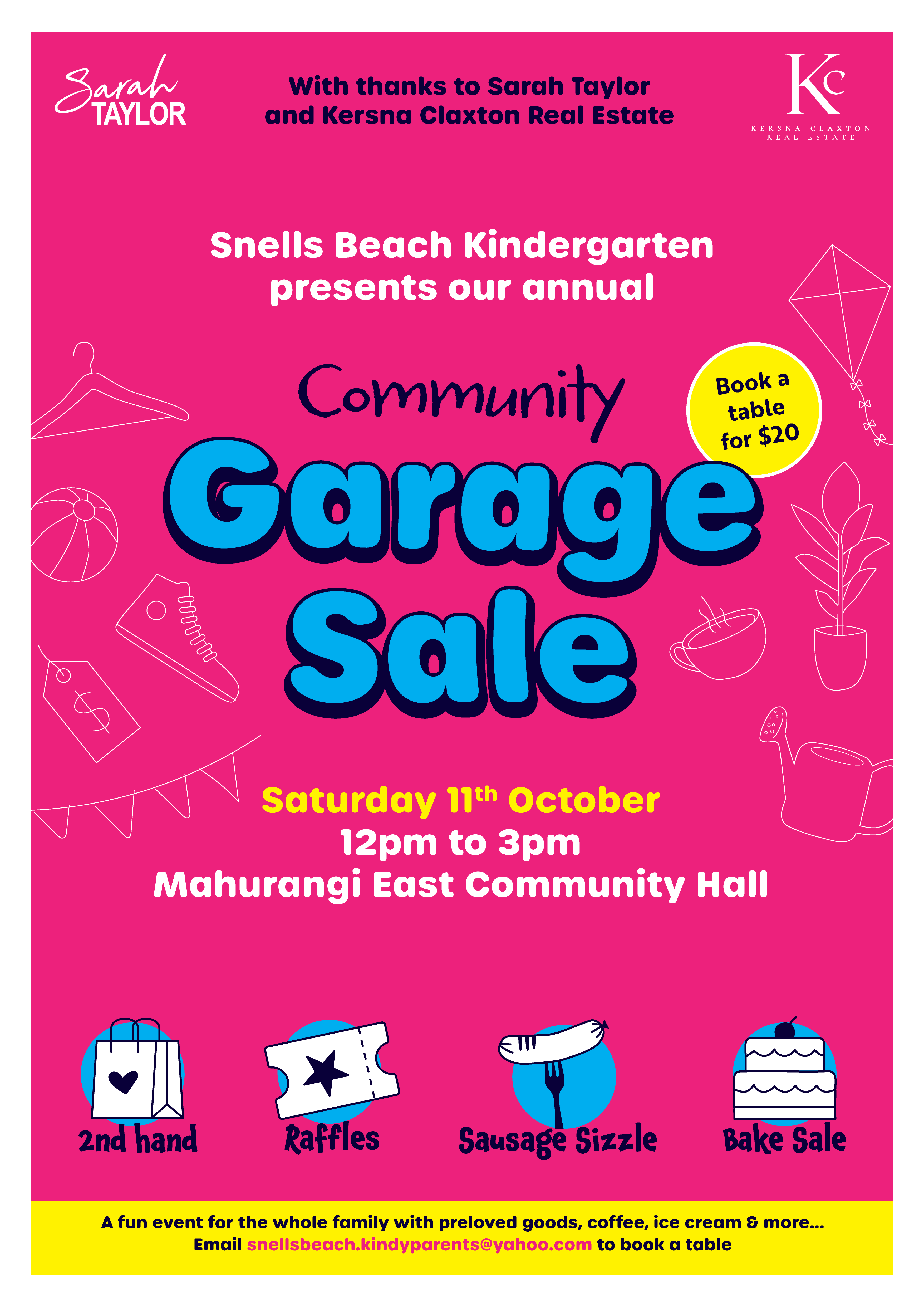 Snells Beach Kindy GARAGE SALE