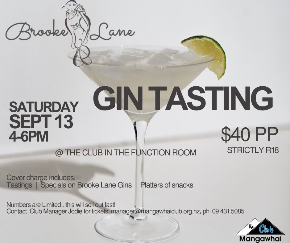 Gin Tasting at The Club, Mangawhai