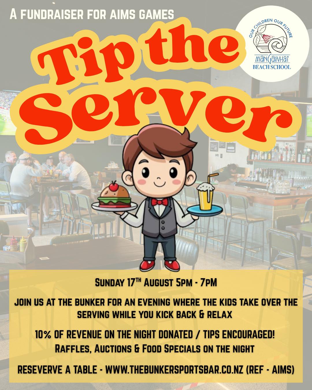 A Fundraiser for AIMS Games - Tip The Waiter @ The Bunker 