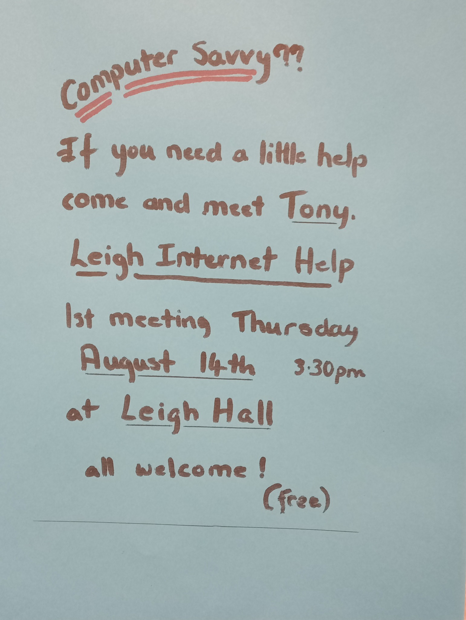 Computer Savvy? Leigh Internet Help - FREE HELP!