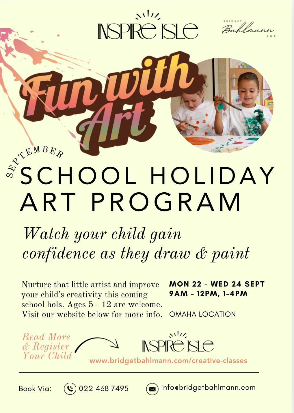 Inspire Isle Presents School Holiday Art Programme - Morning & Afternoon Sessions