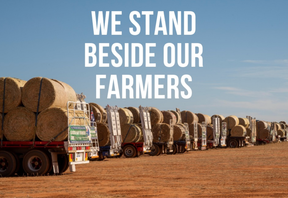 Donated hay convoy to bring relief to local farmers