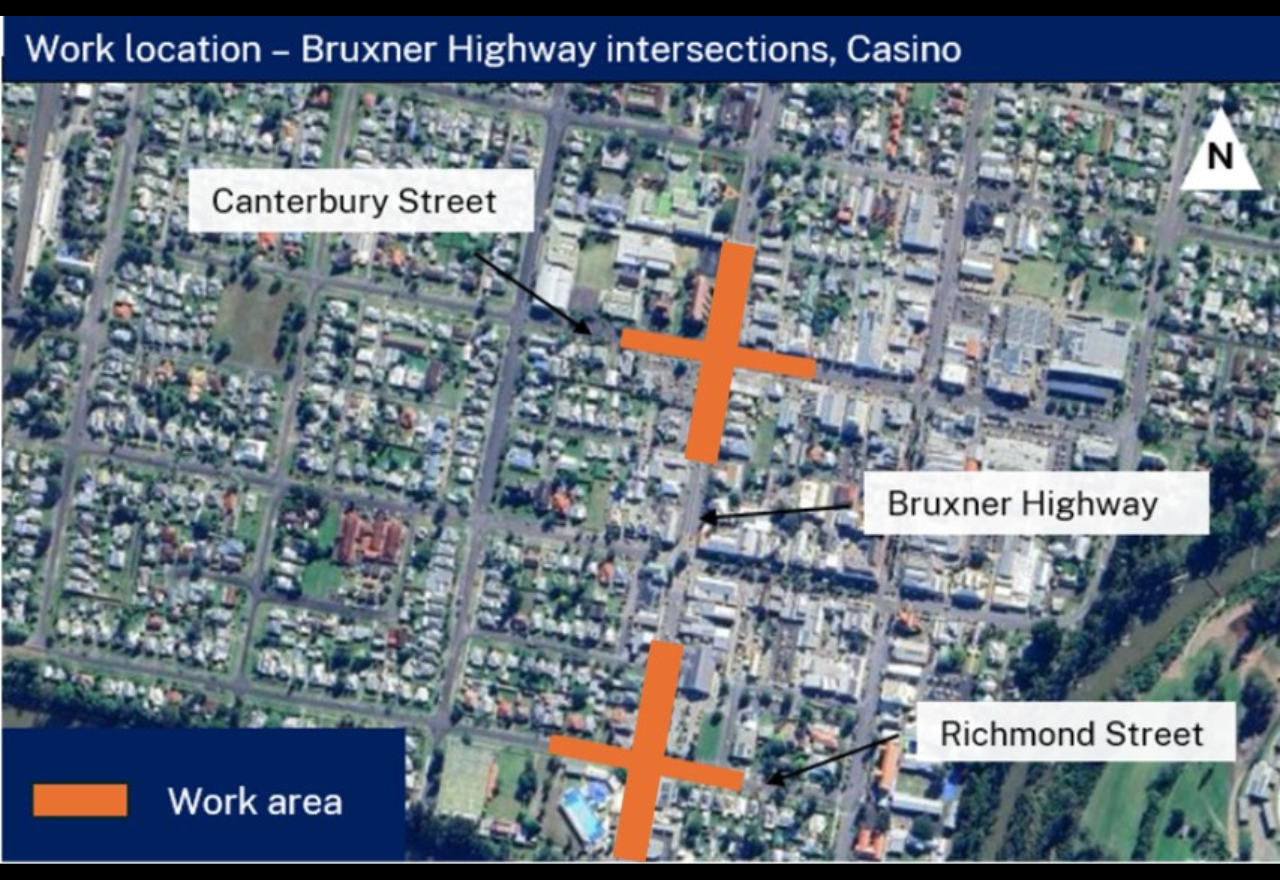 Bruxner Hwy Casino changed traffic conditions Sunday