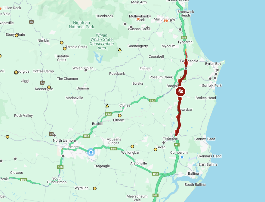 Two car accident closes M1 southbound at Ewingsdale